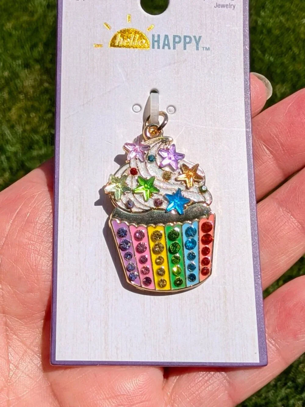 Hello Happy Cupcake Pendant Charm - NWT